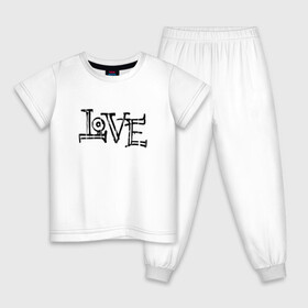 Детская пижама хлопок с принтом Love , 100% хлопок |  брюки и футболка прямого кроя, без карманов, на брюках мягкая резинка на поясе и по низу штанин
 | love | граффити | иностранные | любовь | надпись | прикольные | слово | текст