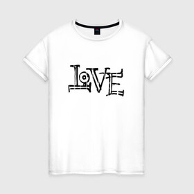 Женская футболка хлопок с принтом Love , 100% хлопок | прямой крой, круглый вырез горловины, длина до линии бедер, слегка спущенное плечо | love | граффити | иностранные | любовь | надпись | прикольные | слово | текст