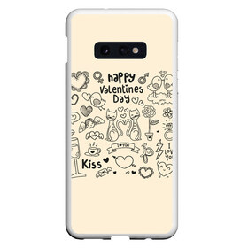 Чехол для Samsung S10E с принтом Happy Valentines day , Силикон | Область печати: задняя сторона чехла, без боковых панелей | angel | arrow | birds | butterfly | coffee | couple | diamond | flower | heart | kiss | letter | ring | valentine | ангел | бабочка | бриллиант | валентинка | кольцо | кофе | парочка | письмо | поцелуй | птицы | сердце | стрела | цветок