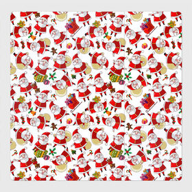 Магнитный плакат 3Х3 с принтом Дед Мороз , Полимерный материал с магнитным слоем | 9 деталей размером 9*9 см | background | christmas | deer | gifts | holiday | new year | santa claus | sleigh | tree | дед мороз | елка | новогодний фон | новый год | олень | подарки | праздник | рождество | сани | санта клаус