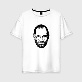 Женская футболка хлопок Oversize с принтом Стив Джобс , 100% хлопок | свободный крой, круглый ворот, спущенный рукав, длина до линии бедер
 | apple | steve jobs | айфон | джобс | стив | стив джобс