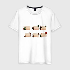 Мужская футболка хлопок с принтом Этикетки Рождественские , 100% хлопок | прямой крой, круглый вырез горловины, длина до линии бедер, слегка спущенное плечо. | 