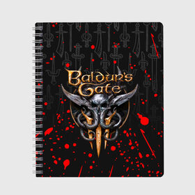 Тетрадь с принтом BALDURS GATE , 100% бумага | 48 листов, плотность листов — 60 г/м2, плотность картонной обложки — 250 г/м2. Листы скреплены сбоку удобной пружинной спиралью. Уголки страниц и обложки скругленные. Цвет линий — светло-серый
 | baldur gates | baldur gates 3 | baldur s gate | baldur s gate 3 | game | игра.