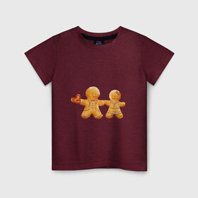 Детская футболка хлопок с принтом Пряничные человечки , 100% хлопок | круглый вырез горловины, полуприлегающий силуэт, длина до линии бедер | 