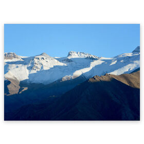 Поздравительная открытка с принтом Снежные горы , 100% бумага | плотность бумаги 280 г/м2, матовая, на обратной стороне линовка и место для марки
 | mountain | гора | горный массив | горы | снег | снежный склон | эверест