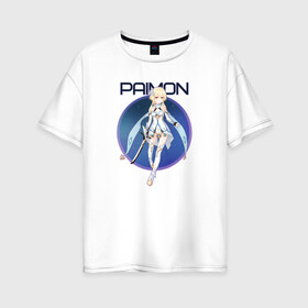 Женская футболка хлопок Oversize с принтом Paimon , 100% хлопок | свободный крой, круглый ворот, спущенный рукав, длина до линии бедер
 | anime | genshin impact | genshin impact аниме | sucrose | wifu | аниме | вайфу | геншн импакт