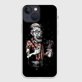 Чехол для iPhone 13 mini с принтом Зомби Хипстер ,  |  | 100 | alter | bad | beard | boy | dead | death | ego | head | hipster | life | old | omg | real | retro | skull | zombie | борода | бородач | бро | зомби | на | ретро | стиле | хипстер | череп | эко