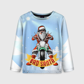 Детский лонгслив 3D с принтом Bad Santa Biker , 100% полиэстер | длинные рукава, круглый вырез горловины, полуприлегающий силуэт
 | 