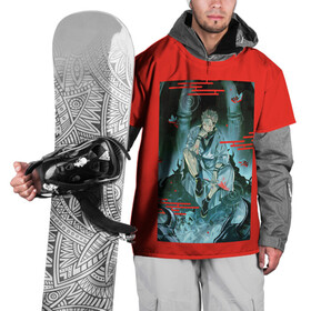 Накидка на куртку 3D с принтом JUJUTSU KAISEN сидит , 100% полиэстер |  | Тематика изображения на принте: jujutsu kaisen | аниме | магическая битва | манга