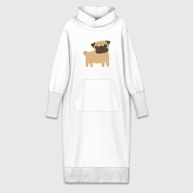 Платье удлиненное хлопок с принтом Мопс ,  |  | dog | мопс | собака