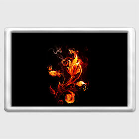 Магнит 45*70 с принтом Огненный цветок , Пластик | Размер: 78*52 мм; Размер печати: 70*45 | огненный цветок | огонь | узор | узор в огне | цветок | цветок в огне.
