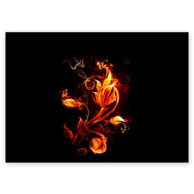Поздравительная открытка с принтом Огненный цветок , 100% бумага | плотность бумаги 280 г/м2, матовая, на обратной стороне линовка и место для марки
 | Тематика изображения на принте: огненный цветок | огонь | узор | узор в огне | цветок | цветок в огне.