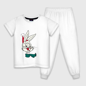 Детская пижама хлопок с принтом Bugs Bunny , 100% хлопок |  брюки и футболка прямого кроя, без карманов, на брюках мягкая резинка на поясе и по низу штанин
 | looney tunes | warner bros | багз банни | безумные мелодии | веселые мелодии | ворнер | луни тюнз | луни тюнс | мультяшки | новый год