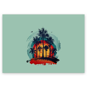 Поздравительная открытка с принтом Мазня с пальмами , 100% бумага | плотность бумаги 280 г/м2, матовая, на обратной стороне линовка и место для марки
 | живопись | краска | мазки | пальмы | пейзаж с пальмами | пейзажи | тропики.