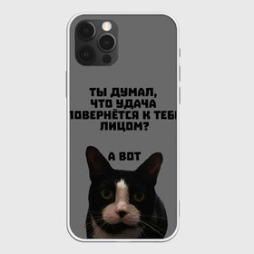 Чехол для iPhone 12 Pro Max с принтом Кот к удаче , Силикон |  | Тематика изображения на принте: cat | luck | кот | мотивация | неприличное | удача | успех