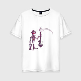 Женская футболка хлопок Oversize с принтом Смерть с гитарой , 100% хлопок | свободный крой, круглый ворот, спущенный рукав, длина до линии бедер
 | арт | гитара | жнец | коса | рисунок