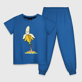 Детская пижама хлопок с принтом Радужный банан , 100% хлопок |  брюки и футболка прямого кроя, без карманов, на брюках мягкая резинка на поясе и по низу штанин
 | банан | банан взлетает | банан летает | банан летит | банан радуга | брызги радуги | радуга | радужный банан