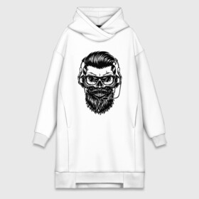 Платье-худи хлопок с принтом Hipster оператор ,  |  | beard | cool | fashion | grin | hairstyle | headphones | hipster | hype | jaw | microphone | moustache | orbits | skull | teeth | борода | глазницы | зубы | круто | микрофон | мода | наушники | оскал | очки | пасть | причёска | ус