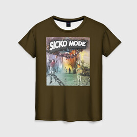 Женская футболка 3D с принтом Travis scott sicko mode , 100% полиэфир ( синтетическое хлопкоподобное полотно) | прямой крой, круглый вырез горловины, длина до линии бедер | mode | sicko mode | travis scott