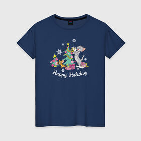 Женская футболка хлопок с принтом Tom and Jerry , 100% хлопок | прямой крой, круглый вырез горловины, длина до линии бедер, слегка спущенное плечо | tom and jerry | vdkimel | warner bros | том и джерри