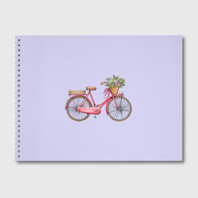 Альбом для рисования с принтом Bicycle , 100% бумага
 | матовая бумага, плотность 200 мг. | Тематика изображения на принте: букет | велосипед | лето | цветы
