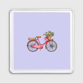 Магнит 55*55 с принтом Bicycle , Пластик | Размер: 65*65 мм; Размер печати: 55*55 мм | букет | велосипед | лето | цветы