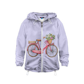 Детская ветровка 3D с принтом Bicycle , 100% полиэстер | подол и капюшон оформлены резинкой с фиксаторами, по бокам два кармана без застежек, один потайной карман на груди | букет | велосипед | лето | цветы