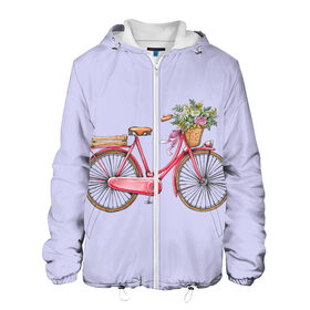 Мужская куртка 3D с принтом Bicycle , ткань верха — 100% полиэстер, подклад — флис | прямой крой, подол и капюшон оформлены резинкой с фиксаторами, два кармана без застежек по бокам, один большой потайной карман на груди. Карман на груди застегивается на липучку | Тематика изображения на принте: букет | велосипед | лето | цветы