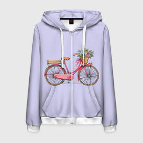 Мужская толстовка 3D на молнии с принтом Bicycle , 100% полиэстер | длина до линии бедра, манжеты и пояс оформлены мягкой тканевой резинкой, двухслойный капюшон со шнурком для регулировки, спереди молния, по бокам два кармана | букет | велосипед | лето | цветы