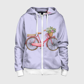Детская толстовка 3D на молнии с принтом Bicycle , 100% полиэстер |  манжеты и пояс оформлены широкой мягкой резинкой, двухслойный капюшон со шнурком для регулировки, спереди карманы и застежка-молния
 | Тематика изображения на принте: букет | велосипед | лето | цветы
