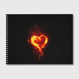 Альбом для рисования с принтом Пламенное сердце , 100% бумага
 | матовая бумага, плотность 200 мг. | Тематика изображения на принте: 