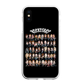 Чехол для iPhone XS Max матовый с принтом ROCK STARS , Силикон | Область печати: задняя сторона чехла, без боковых панелей | beatles | bono | kiss | music | nirvana | queen | rock | roling stones | stars | usa | боно | джагер | звезды | кобэйн | меркьюри | музыка | озборн | разные | рок