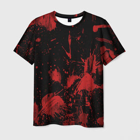 Мужская футболка 3D с принтом Пятна кровавой краски , 100% полиэфир | прямой крой, круглый вырез горловины, длина до линии бедер | 