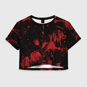Женская футболка Crop-top 3D с принтом Пятна кровавой краски , 100% полиэстер | круглая горловина, длина футболки до линии талии, рукава с отворотами | 