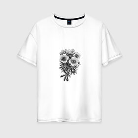 Женская футболка хлопок Oversize с принтом Flower , 100% хлопок | свободный крой, круглый ворот, спущенный рукав, длина до линии бедер
 | 