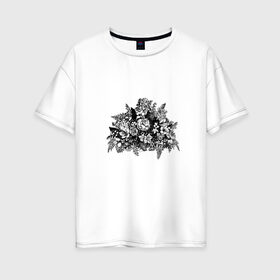 Женская футболка хлопок Oversize с принтом Flower , 100% хлопок | свободный крой, круглый ворот, спущенный рукав, длина до линии бедер
 | 
