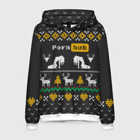 Мужская толстовка 3D с принтом Pornhub свитер с оленями , 100% полиэстер | двухслойный капюшон со шнурком для регулировки, мягкие манжеты на рукавах и по низу толстовки, спереди карман-кенгуру с мягким внутренним слоем. | 2021 | knit | knitted | merch | new year | sweater | ugly sweater | вязанный | вязяный | зимний | лого | логотип | мерч | новый год | олени | рождественский | рождественский свитер | рождес