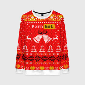 Женский свитшот 3D с принтом Pornhub рождественский свитер , 100% полиэстер с мягким внутренним слоем | круглый вырез горловины, мягкая резинка на манжетах и поясе, свободная посадка по фигуре | Тематика изображения на принте: 2021 | christmas | knit | knitted | merch | new year | sweater | ugly sweater | вязанный | вязяный | зимний | лого | логотип | мерч | новый год | олени | рождественский | рождество