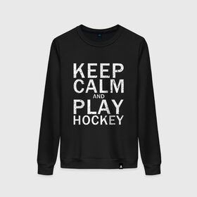 Женский свитшот хлопок с принтом K.C.a. Play Hockey , 100% хлопок | прямой крой, круглый вырез, на манжетах и по низу широкая трикотажная резинка  | and | calm | hockey | ice | keep | play | sport | sports | и | играй | сохраняй | спокойствие | спорт | хокей | хоккей