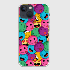 Чехол для iPhone 13 mini с принтом Pattern ,  |  | Тематика изображения на принте: color | cool | eyes | face | heart | hype | pattern | smile | tongue | глаза | круто | лицо | сердце | узор | улыбка | хайп | цвет | язык