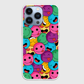 Чехол для iPhone 13 Pro с принтом Pattern ,  |  | Тематика изображения на принте: color | cool | eyes | face | heart | hype | pattern | smile | tongue | глаза | круто | лицо | сердце | узор | улыбка | хайп | цвет | язык
