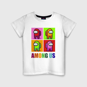 Детская футболка хлопок с принтом Among us rainbow , 100% хлопок | круглый вырез горловины, полуприлегающий силуэт, длина до линии бедер | among | us | амонг ас | нас | среди