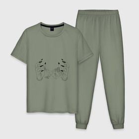 Мужская пижама хлопок с принтом Jujutsu Kaisen Itadori , 100% хлопок | брюки и футболка прямого кроя, без карманов, на брюках мягкая резинка на поясе и по низу штанин
 | Тематика изображения на принте: hand | itadori | sukuna | итадори | магическая битва | руки | сукуна