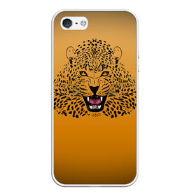 Чехол для iPhone 5/5S матовый с принтом Леопард , Силикон | Область печати: задняя сторона чехла, без боковых панелей | big cat | cat | leopard | кот | кошка | леопард