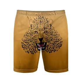 Мужские шорты спортивные с принтом Леопард ,  |  | big cat | cat | leopard | кот | кошка | леопард