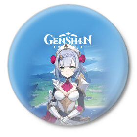 Значок с принтом Genshin Impact ,  металл | круглая форма, металлическая застежка в виде булавки | anime | genshin impact | genshin impact аниме | sucrose | wifu | аниме | вайфу | геншн импакт