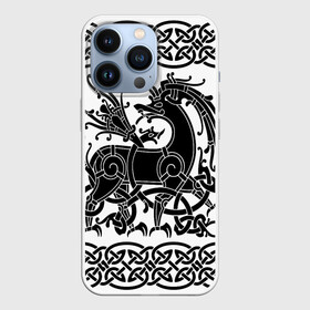Чехол для iPhone 13 Pro с принтом Вендельский олень чёрный 3D ,  |  | вендель | викинги | вязь | олень | орнамент | скандинавский | тату | узор