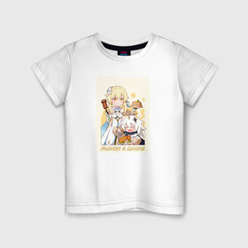Детская футболка хлопок с принтом Genshin Impact , 100% хлопок | круглый вырез горловины, полуприлегающий силуэт, длина до линии бедер | anime | genshin impact | genshin impact аниме | sucrose | wifu | аниме | вайфу | геншн импакт