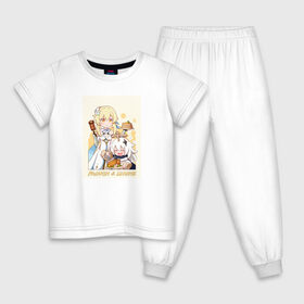 Детская пижама хлопок с принтом Genshin Impact , 100% хлопок |  брюки и футболка прямого кроя, без карманов, на брюках мягкая резинка на поясе и по низу штанин
 | anime | genshin impact | genshin impact аниме | sucrose | wifu | аниме | вайфу | геншн импакт