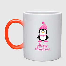 Кружка хамелеон с принтом Пингвин , керамика | меняет цвет при нагревании, емкость 330 мл | 2021 | merry christmas | белка | год быка | дед мороз | детская | дух  рождества | дух нового года | енот | животное | лиса | милый пингвин | новогодняя | пенгвин | пингвин | пингвиненок | пингвины | праздник